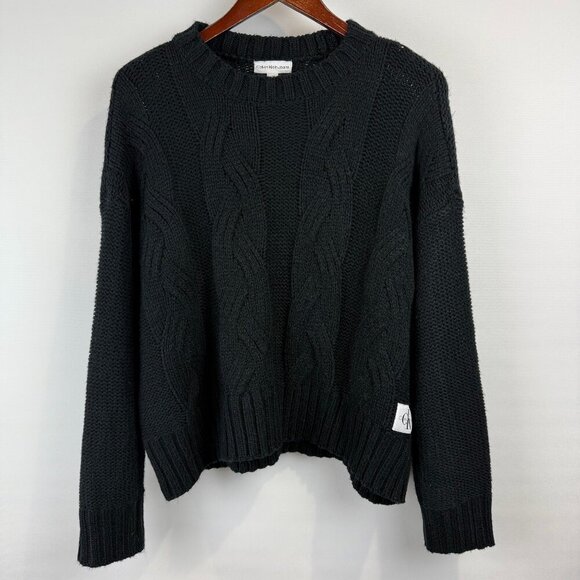 Calvin Klein Jeans Black Cable Knit Sweater - Size M - Picture 1 of 7